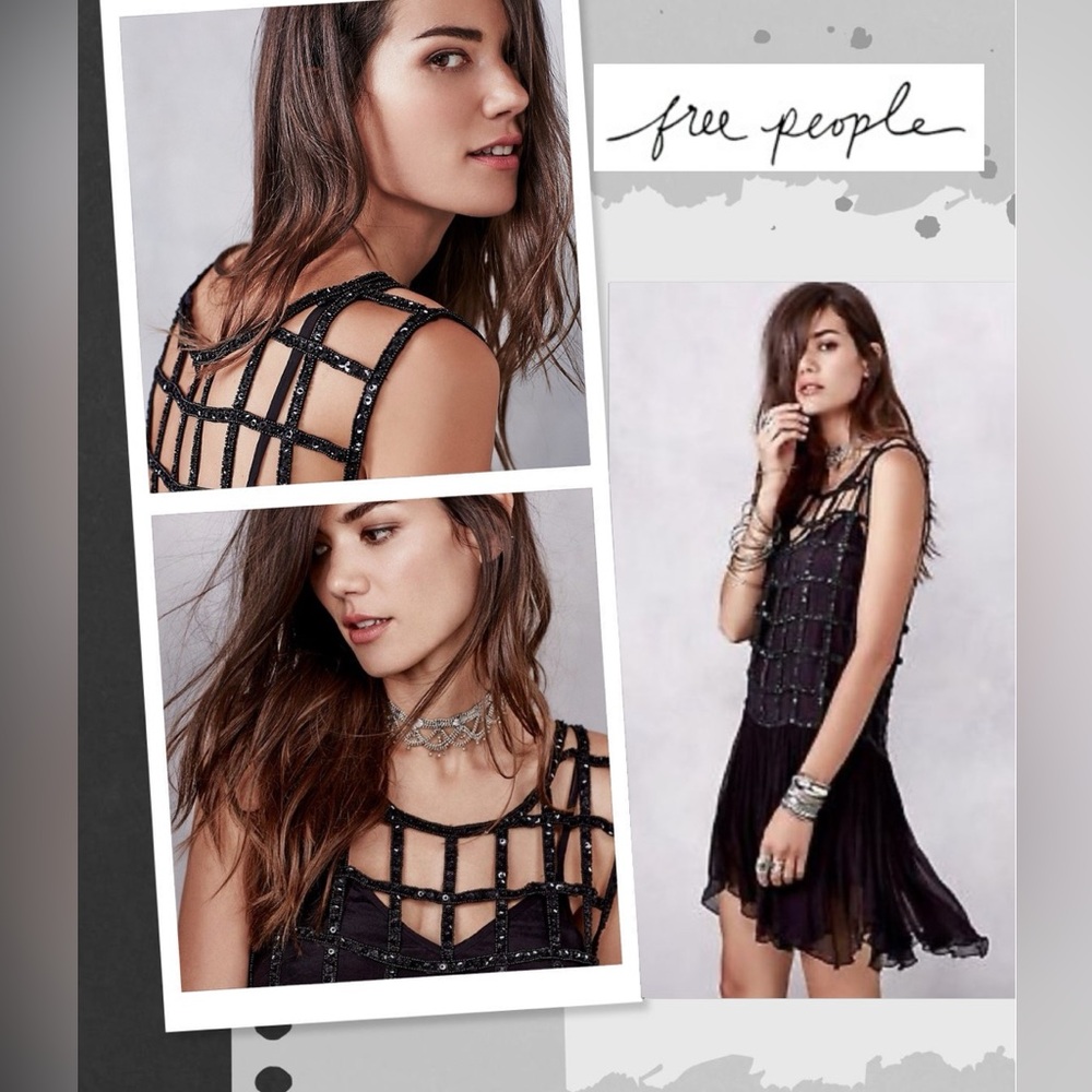 LTD TIME PRICE NWT | Free People | Black Sequin Cage Dress Sz M